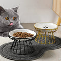 Elevated Ceramic Cat Bowls with Stylish Metal Stand-My Little Pet