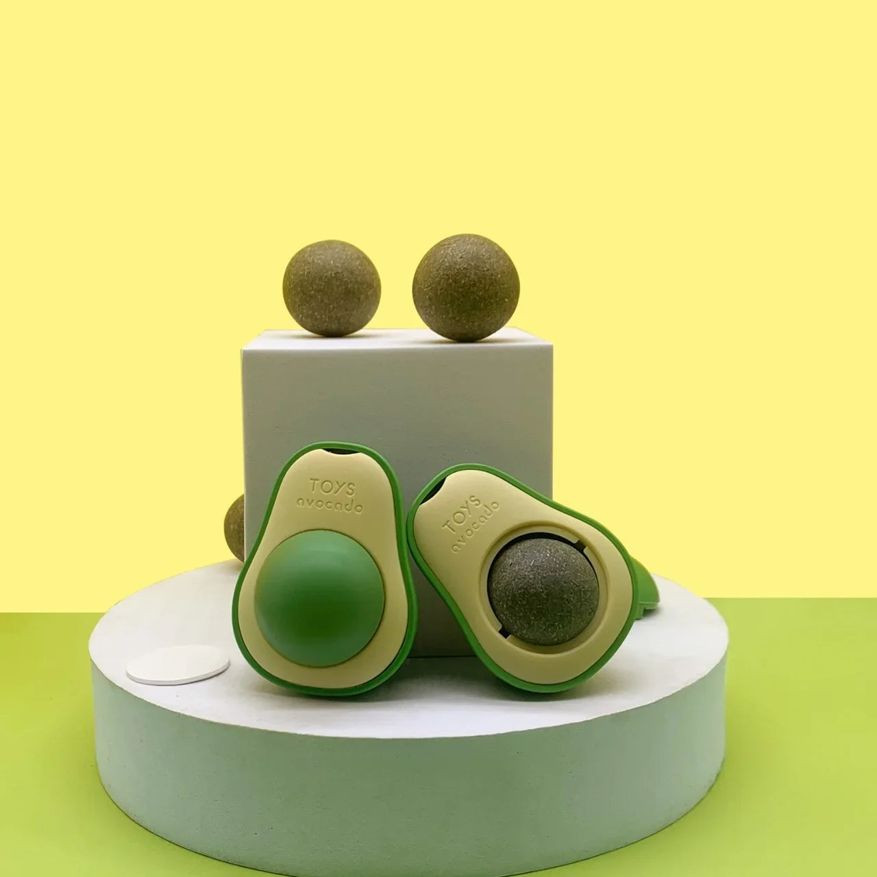 Avocado-Shaped Catnip Toy with Wooden Features for Dental Health-My Little Pet
