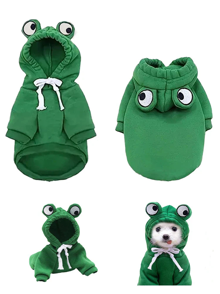 Cute Green Frog Dog Sweater - Hooded Pet Costume for All Seasons-My Little Pet