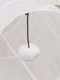 White Cat Tunnel Toy with Hanging Pom-Pom-My Little Pet