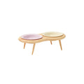 Elevated Double Ceramic Pet Bowls with Wooden Stand-My Little Pet