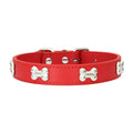 Bone-Accented Leather Dog Collar – Durable and Stylish for Pets - My Little Pet