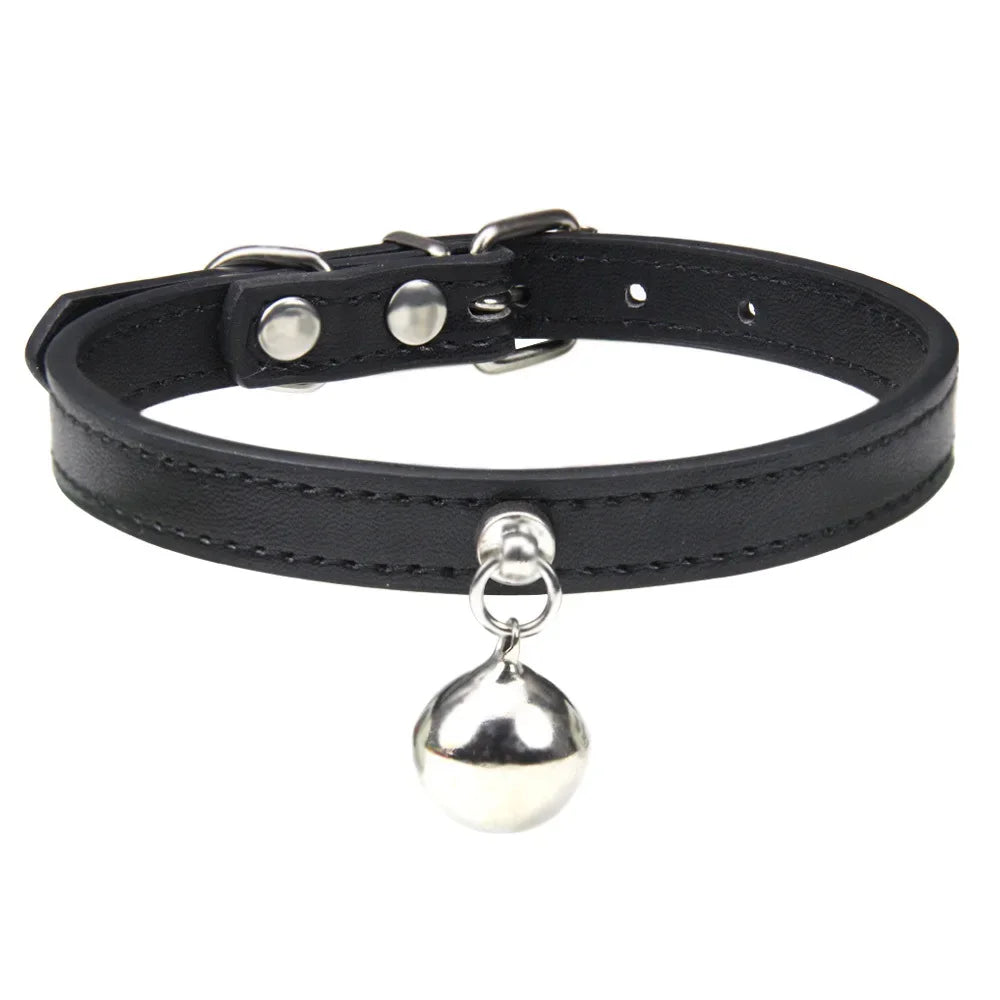 Customizable PU Leather Cat Collar with Bell and Engraving Options-My Little Pet