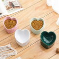 Heart-Shaped Tilted Ceramic Elevated Cat Bowl – Anti-Slip Handmade Pet Feeder-My Little Pet