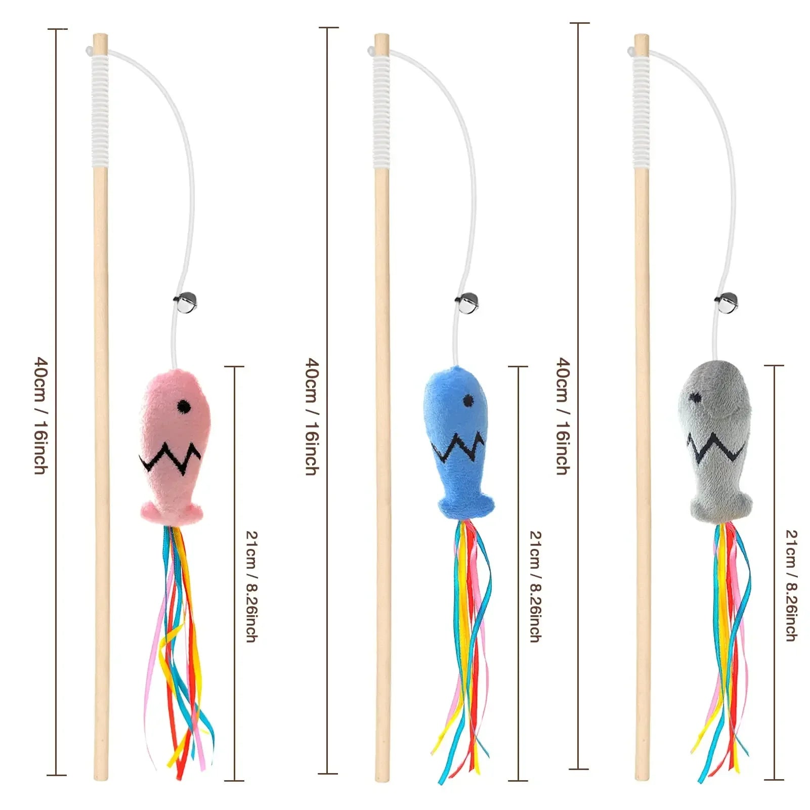 Elegant Wooden Cat Teaser Wand with Catnip and Bells-My Little Pet