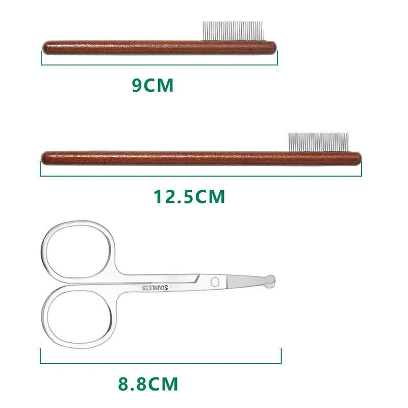 Pet Grooming Essentials: Facial Cleaning Comb & Eye Care Scissors Set for Dogs and Cats-My Little Pet