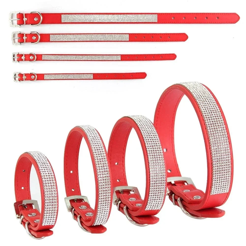 Elegant Rhinestone Leather Pet Collar-My Little Pet