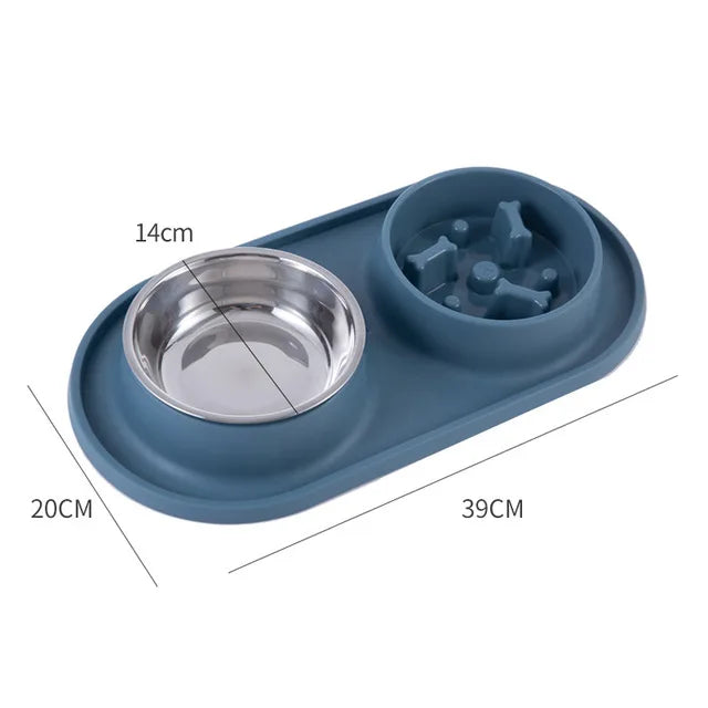 Anti-Choking Pet Feeding Bowl with Dual Stainless Steel & Silicone Design-My Little Pet