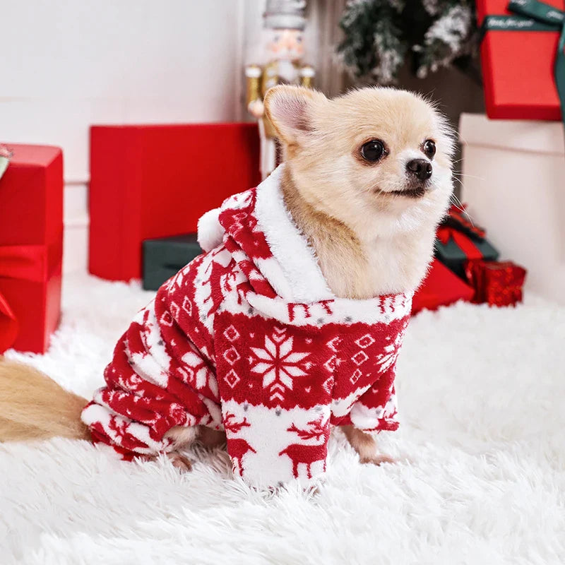 Winter Plush Dog Jumpsuit - Cozy Pet Pajamas for Small to Medium Dogs and Cats-My Little Pet
