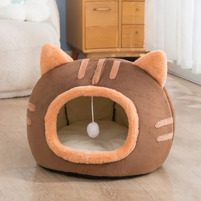 Cozy Winter Cat Bed: Comfortable Indoor Cave for Cats and Small Dogs-My Little Pet