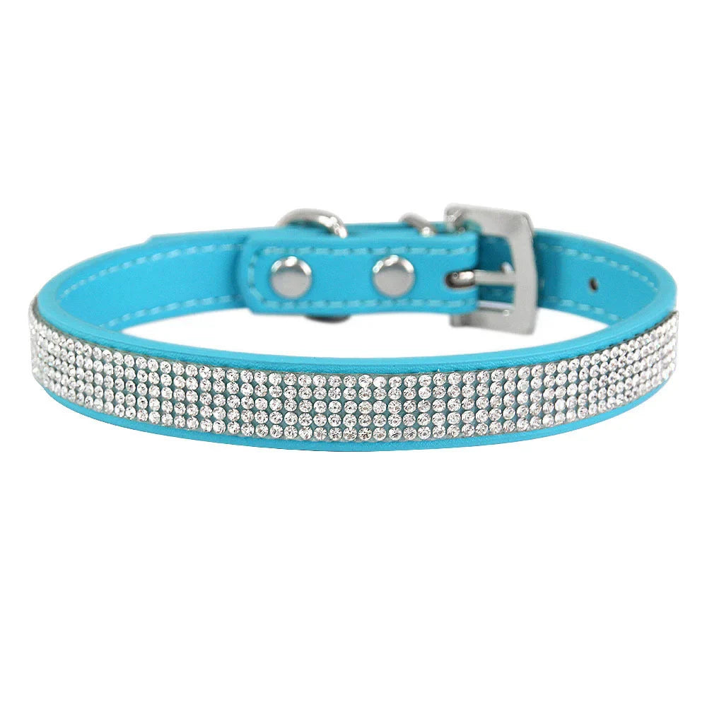 Elegant Rhinestone Leather Pet Collar-My Little Pet