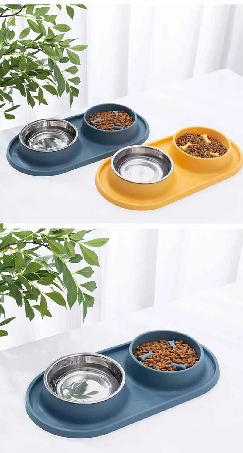 Anti-Choking Pet Feeding Bowl with Dual Stainless Steel & Silicone Design-My Little Pet