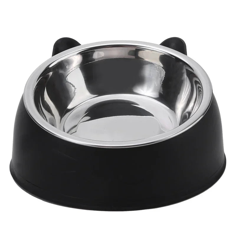 Non-Slip Cat Bowl with Stainless Steel Insert – Cute Ear Design-My Little Pet