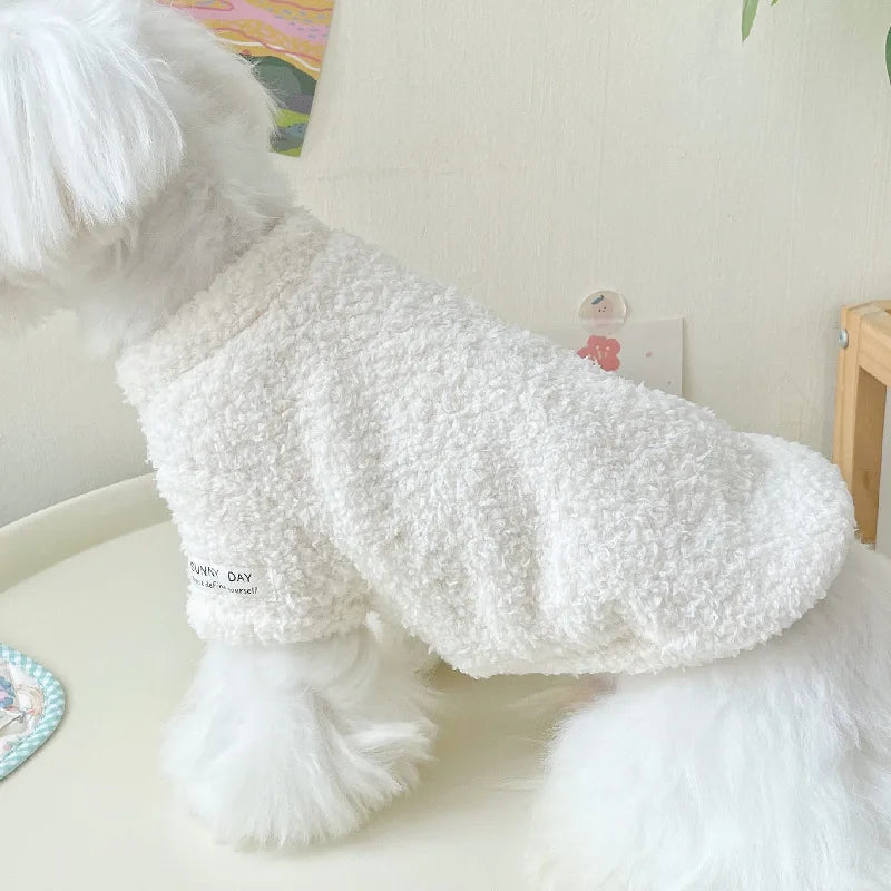 Cozy Winter Sweater for Small to Medium Dogs - Solid Color, Cotton-My Little Pet