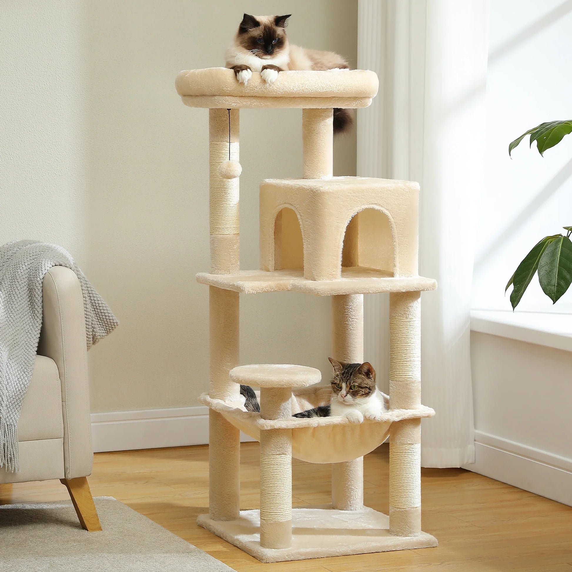 5-Level Indoor Cat Tree with Metal Frame and Top Perch-My Little Pet