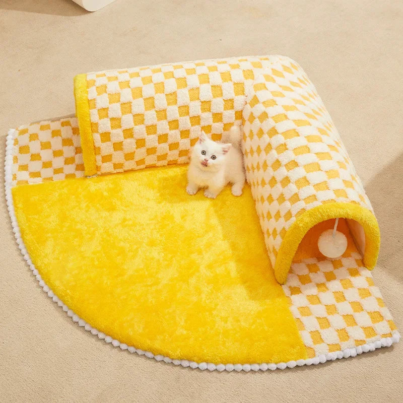 Cozy Cat Bed with Play Tunnel - Multifunctional Pet House & Mat-My Little Pet