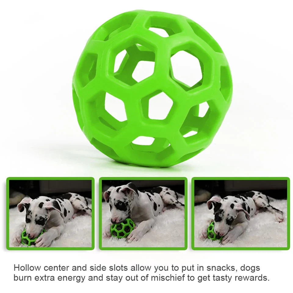 Geometric Rubber Chew Ball with Bell for Dogs - Interactive and Teeth Cleaning Toy-My Little Pet