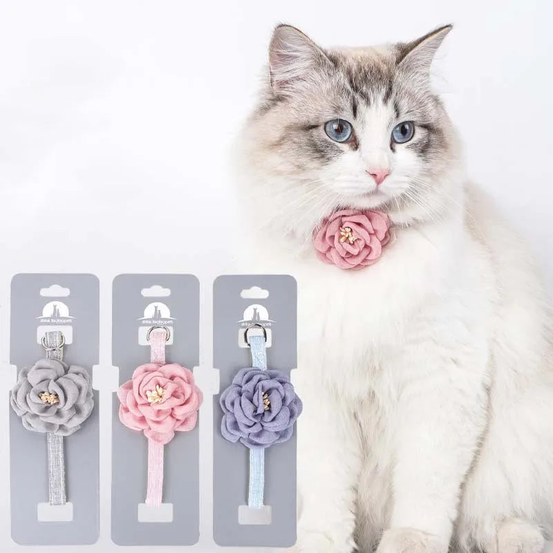 Adjustable Cat Flower Collar with Safety Button-My Little Pet