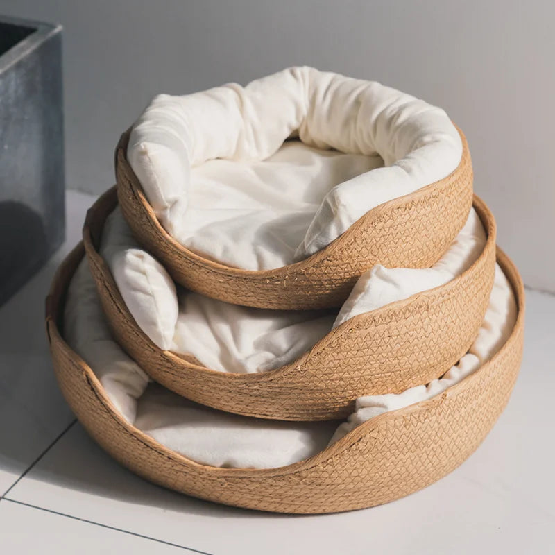 Handmade Bamboo Weaving Pet Bed for Cats-My Little Pet