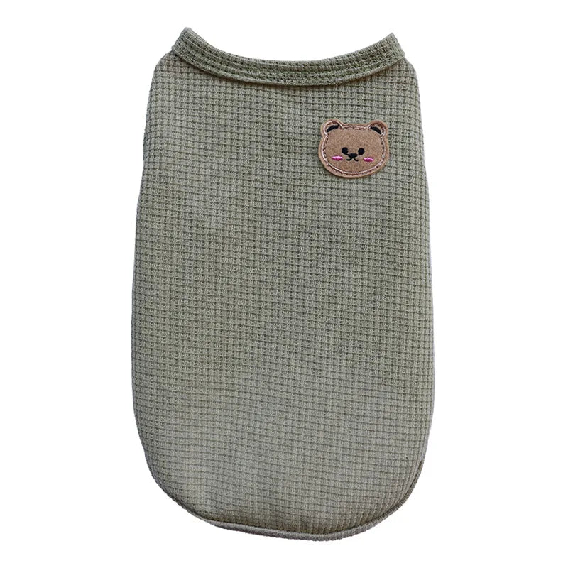 Bear Patch Pet Vest - Lightweight Cotton Summer T-Shirt for Cats & Small Dogs-My Little Pet