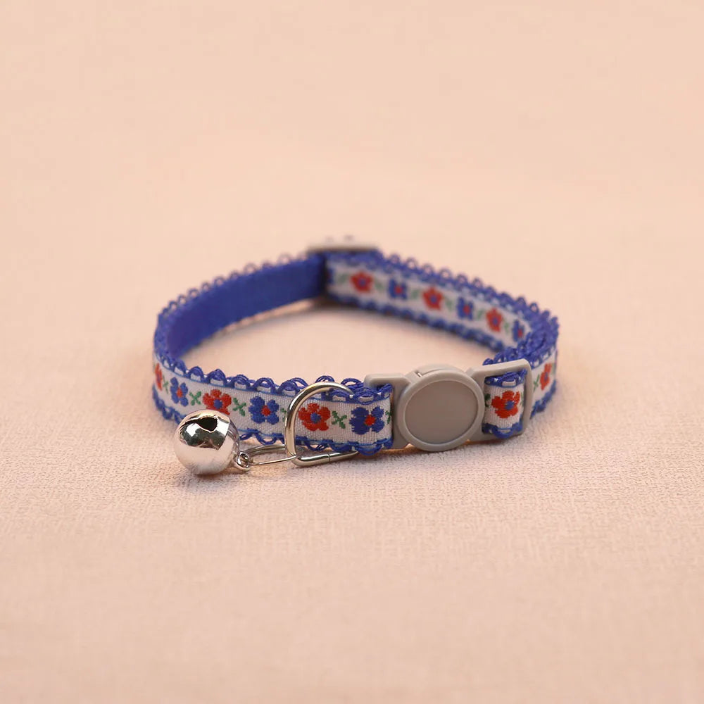 Handcrafted Flower Cat Collar with Bell - Adjustable and Stylish Pet Accessory-My Little Pet