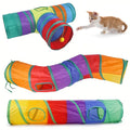 Colorful Foldable Cat Tunnel with Toy - Interactive Play Tunnel for Cats-My Little Pet