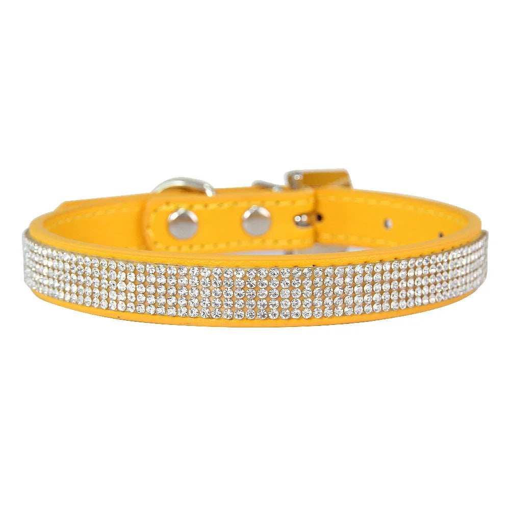 Elegant Rhinestone Leather Pet Collar-My Little Pet