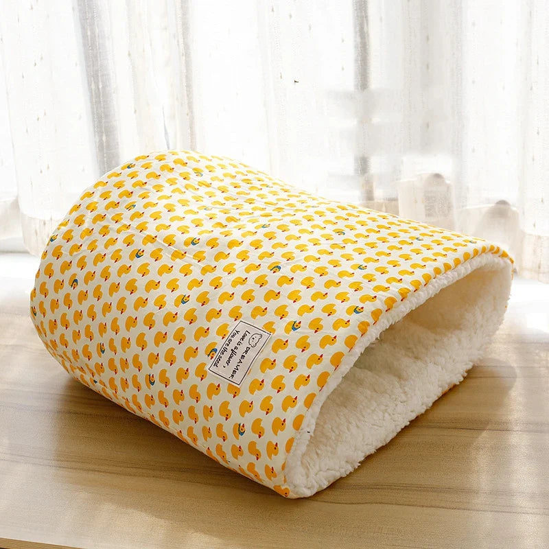 Cozy Velvet Pet Bed for Cats and Dogs - Soft Fleece Sleeping Bag in Blue and Grey-My Little Pet