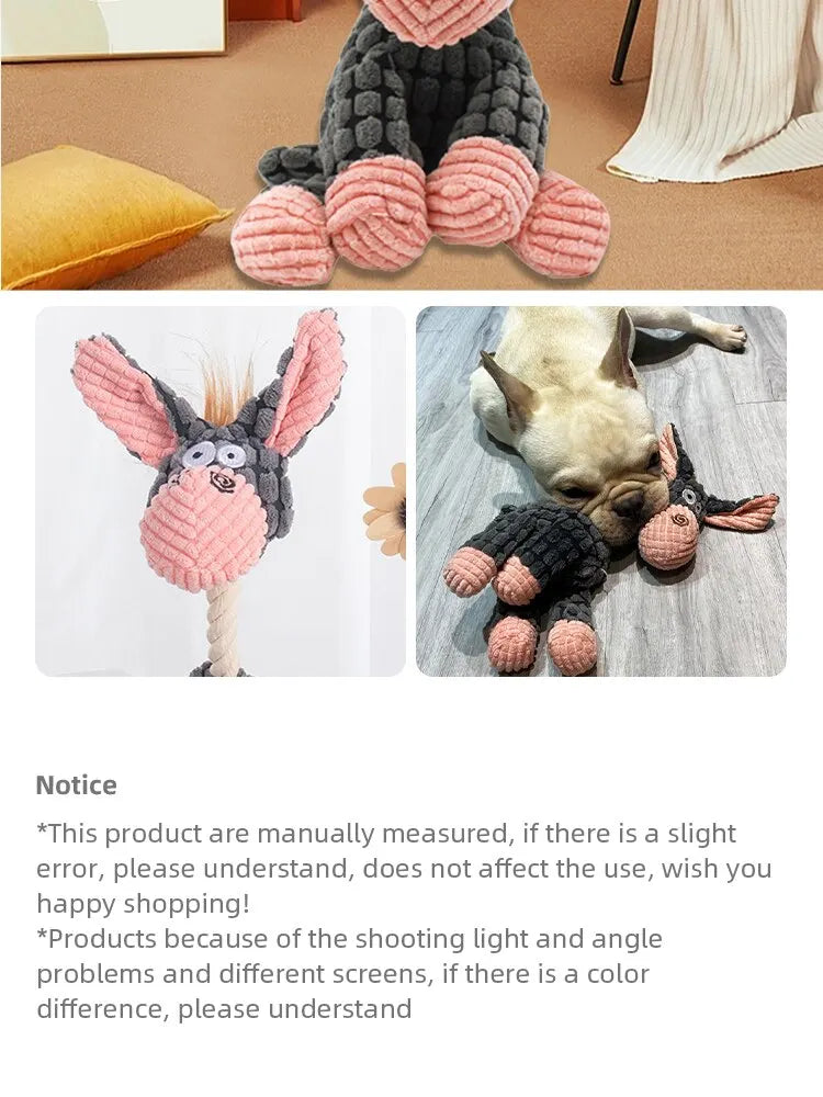 Durable Donkey-Shaped Dog Toy with Squeaker for Dental Health and Interactive Play-My Little Pet