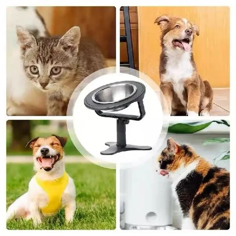 Adjustable Height Pet Feeder with Stainless Steel Bowls-My Little Pet