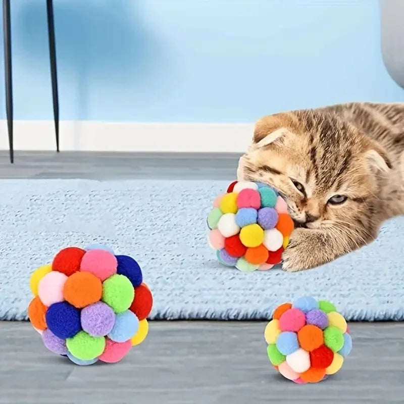 Colorful Plush Cat Balls – Soft and Interactive Play Toys-My Little Pet