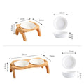 Elevated Bamboo Double Bowls for Cats and Small Dogs - Anti-Leak Design-My Little Pet
