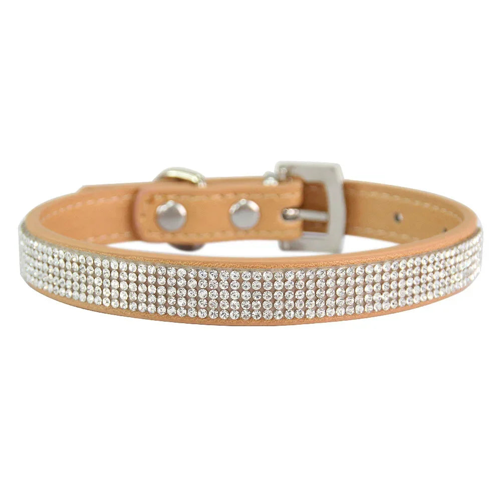 Elegant Rhinestone Leather Pet Collar-My Little Pet
