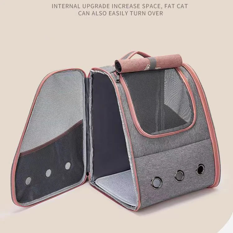 Breathable Cat Carrier Backpack with Multi-Access Doors and Safety Features-My Little Pet