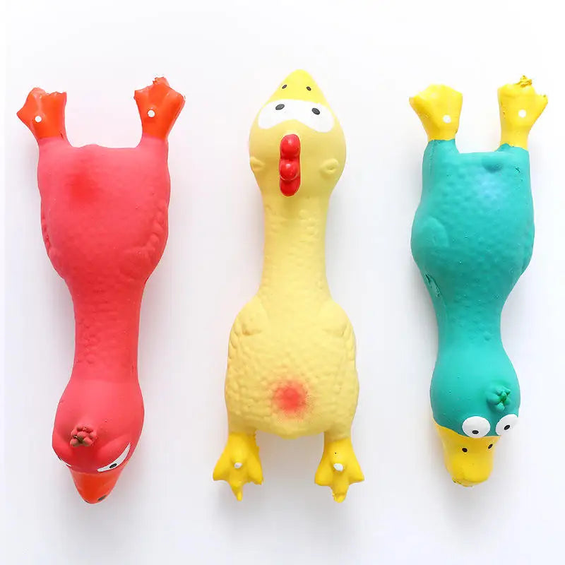 Colorful Latex Squeaky Chicken Toy for Dogs-My Little Pet
