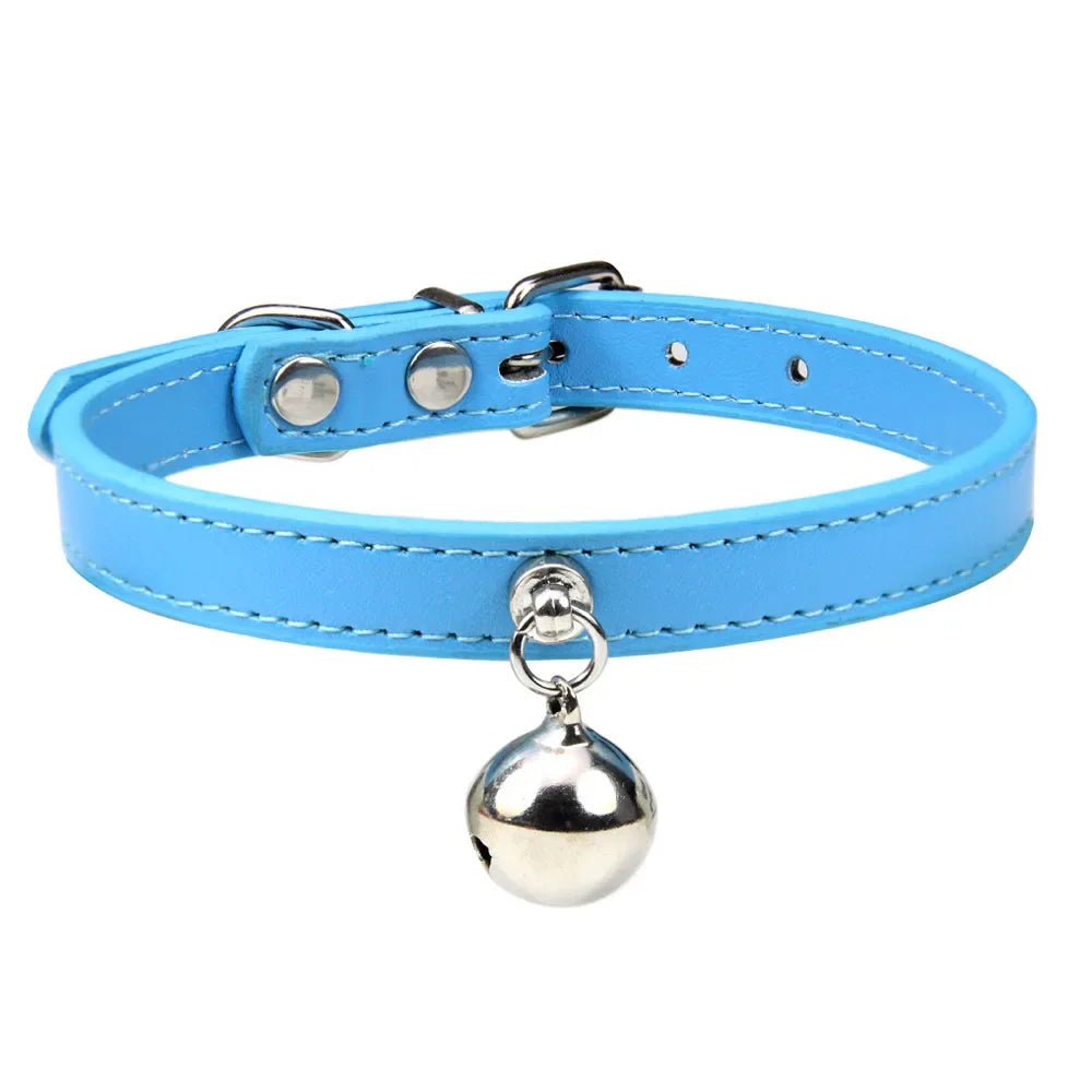 Customizable PU Leather Cat Collar with Bell and Engraving Options-My Little Pet