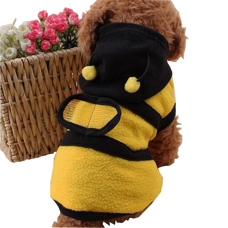 Cute Bee-Themed Fleece Hoodie for Pets-My Little Pet