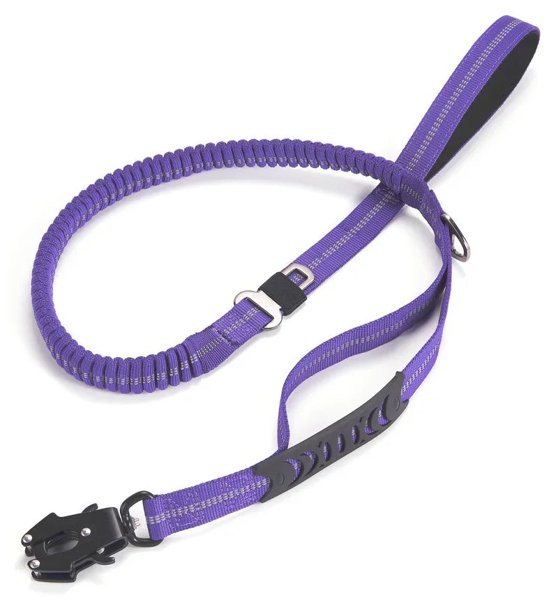 Reflective Shock Absorbing Pet Leashes with Car Seatbelt for Large Dogs Heavy Duty Tactical Bungee Dog Leash No Pull Dog Leash - My Little Pet