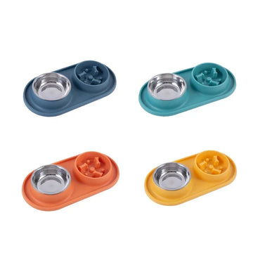 Anti-Choking Pet Feeding Bowl with Dual Stainless Steel & Silicone Design-My Little Pet