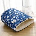 Cozy Velvet Pet Bed for Cats and Dogs - Soft Fleece Sleeping Bag in Blue and Grey-My Little Pet
