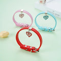 Adjustable PU Leather Pet Collar with Rhinestone Heart and Bling for Small to Medium Dogs and Cats-My Little Pet