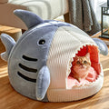 Warm Cat Beds - Cartoon Shark Pet Cave, Sweet Kittens Basket Cushion, Cat Pillow Mat Tent-My Little Pet