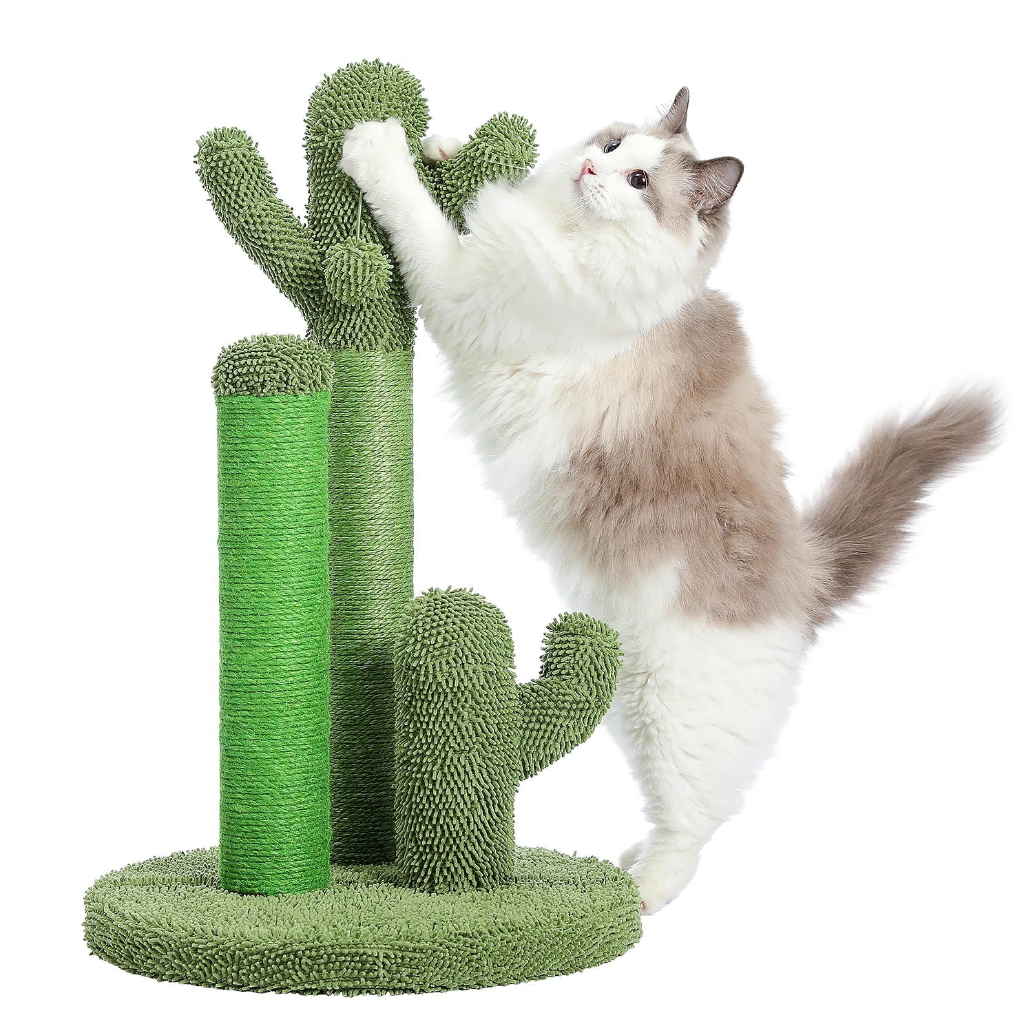 Cactus Cat Scratching Post with 3 Poles and Interactive Dangling Ball-My Little Pet