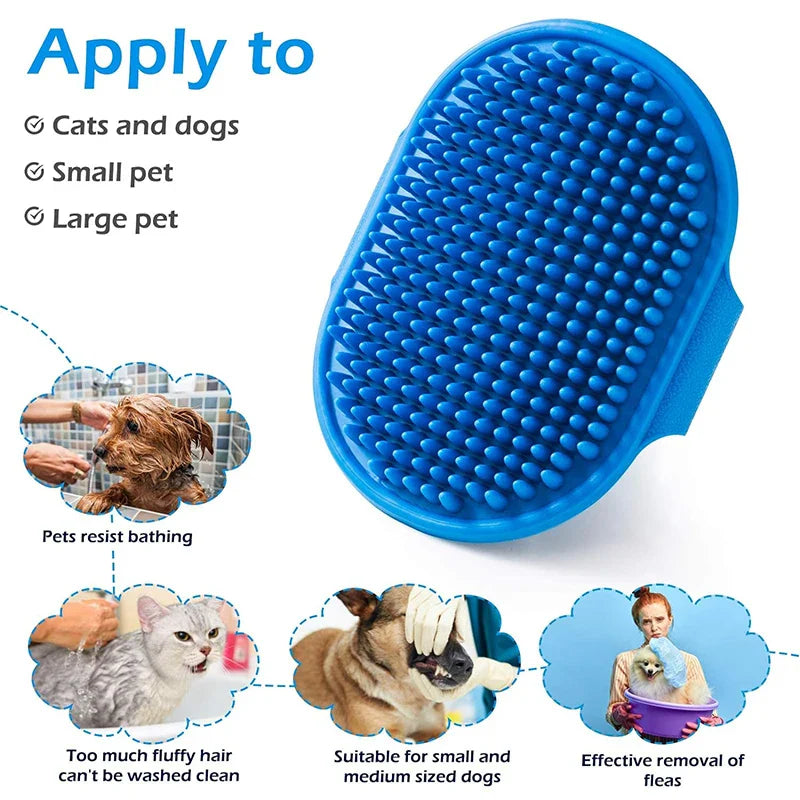 Soft Rubber Pet Grooming Brush with Adjustable Strap-My Little Pet