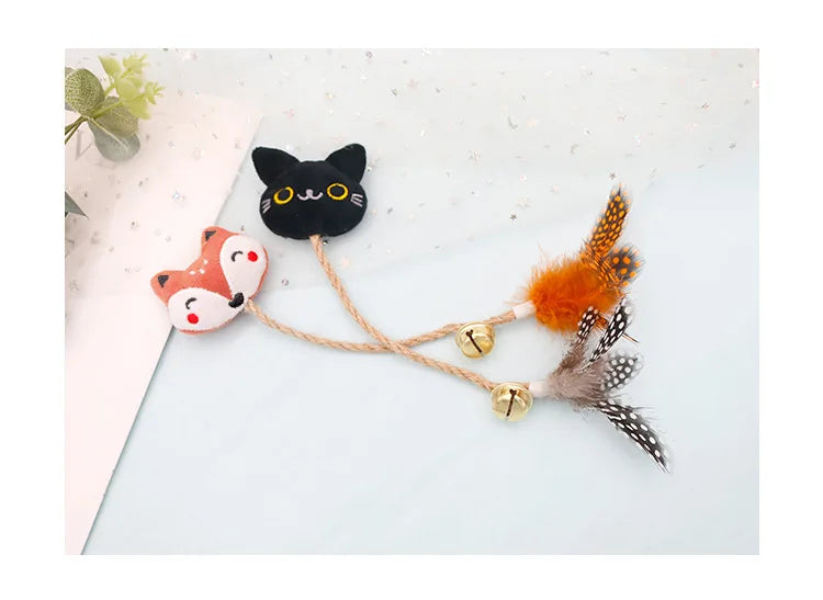 Catnip-Infused Animal-Shaped Cat Toy with Feather and Bell-My Little Pet