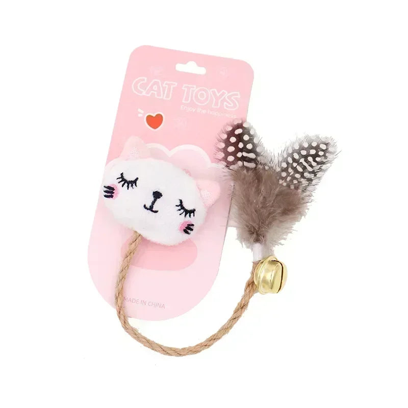 Catnip-Infused Animal-Shaped Cat Toy with Feather and Bell-My Little Pet