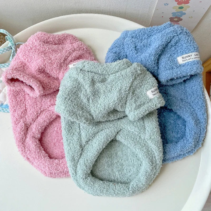 Cozy Winter Sweater for Small to Medium Dogs - Solid Color, Cotton-My Little Pet