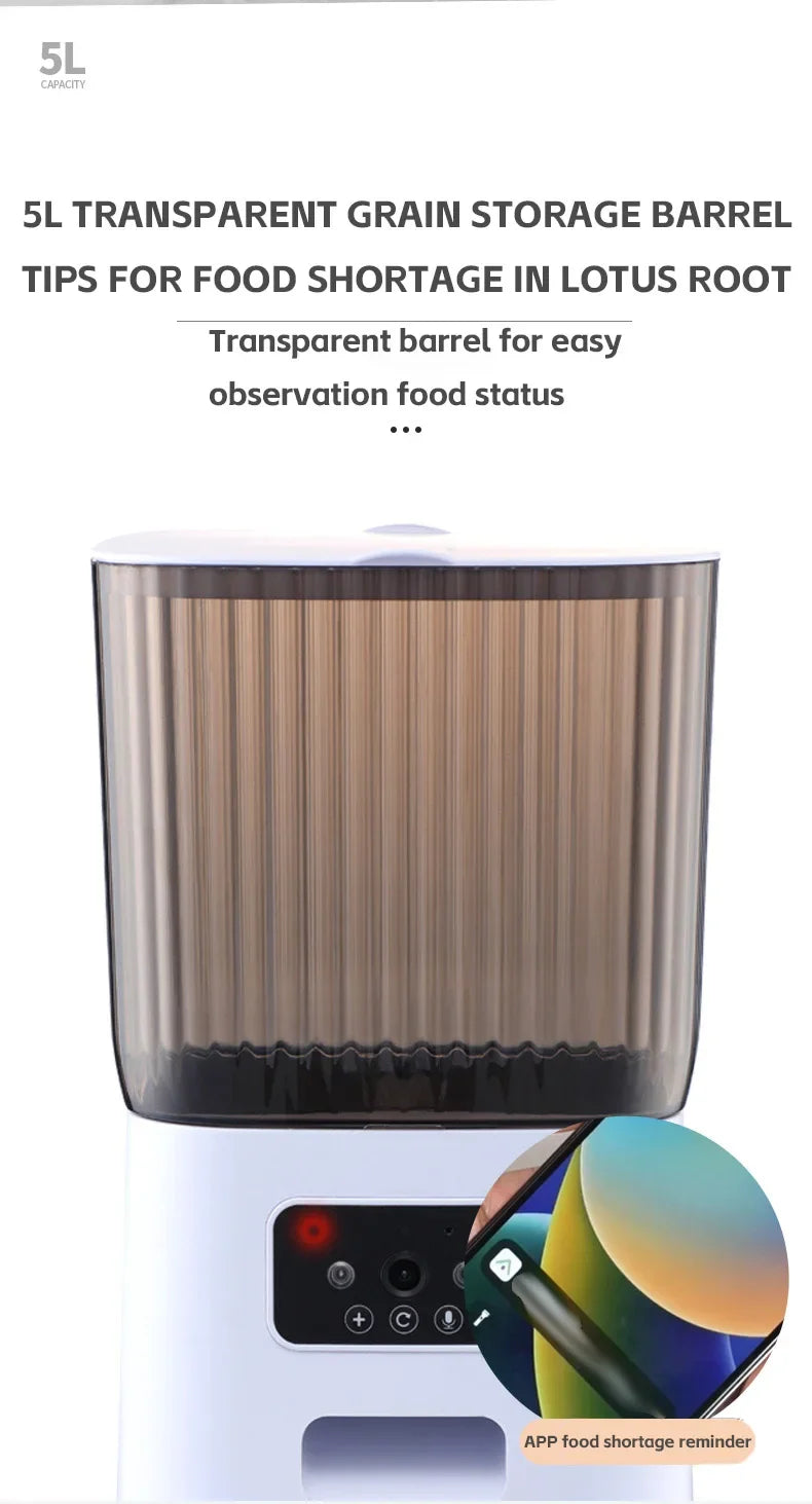 5L Smart Automatic Pet Feeder with Camera and Dual Bowls-My Little Pet