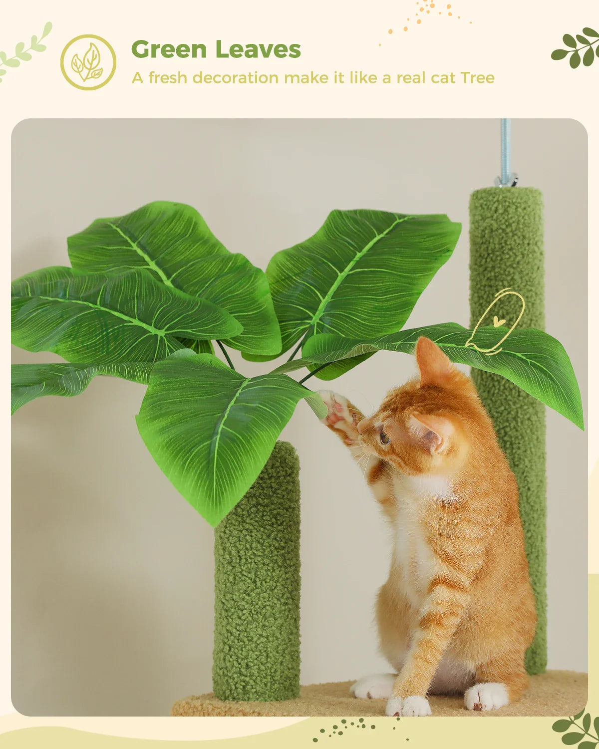 Adjustable Floor-to-Ceiling Cactus Cat Tree - Tall Activity Tower with Condo & Hammocks-My Little Pet