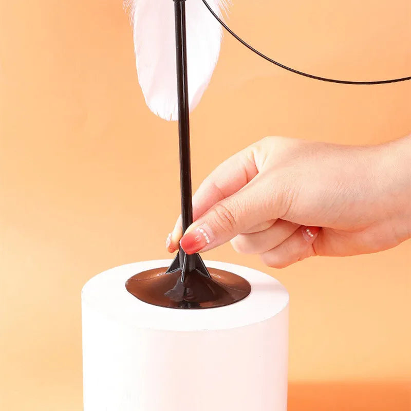 Interactive Cat Feather Toy with Suction Cup Base-My Little Pet